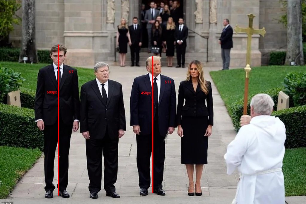 Jules Suzdaltsev on X: Donald Trump is *exactly* 5'11. This pic of Barron  & Trump makes it trivially easy to compare their heights. Trump is 458  pixels tall, Barron is 508 pixels