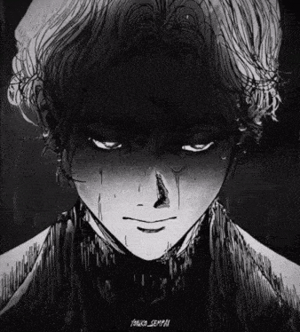a black and white drawing of a person with the name yonko sempai on it