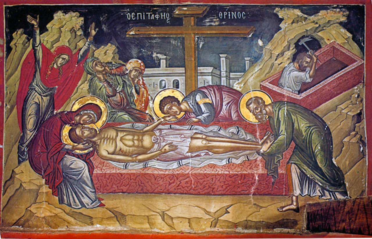 Icon of the Lamentation at the Tomb, 16th c. - (11J17) - Uncut Mountain  Supply