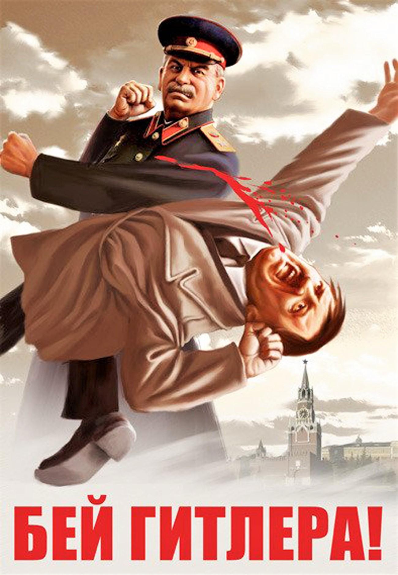 BEAT HITLER!” // Artist: Velery Barykin (Early 2000s Comic Book Cover) :  r/PropagandaPosters