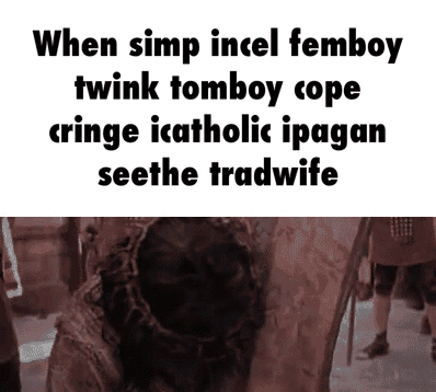 When simp incel femboy twink tomboy cope cringe icatholic ipagan seethe tradwife Text Font Adaptation Human Organism