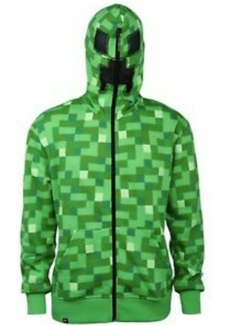 Minecraft Creeper Hoodie Youth Large Coat Jacket Green Mask Jinx ...