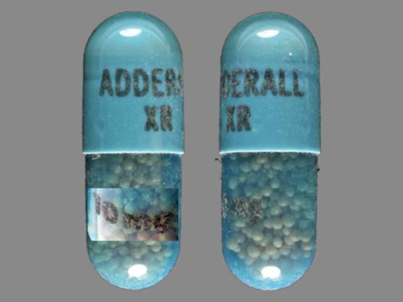 ADDERALL XR 10 mg Pill Blue Capsule/Oblong - Pill Identifier