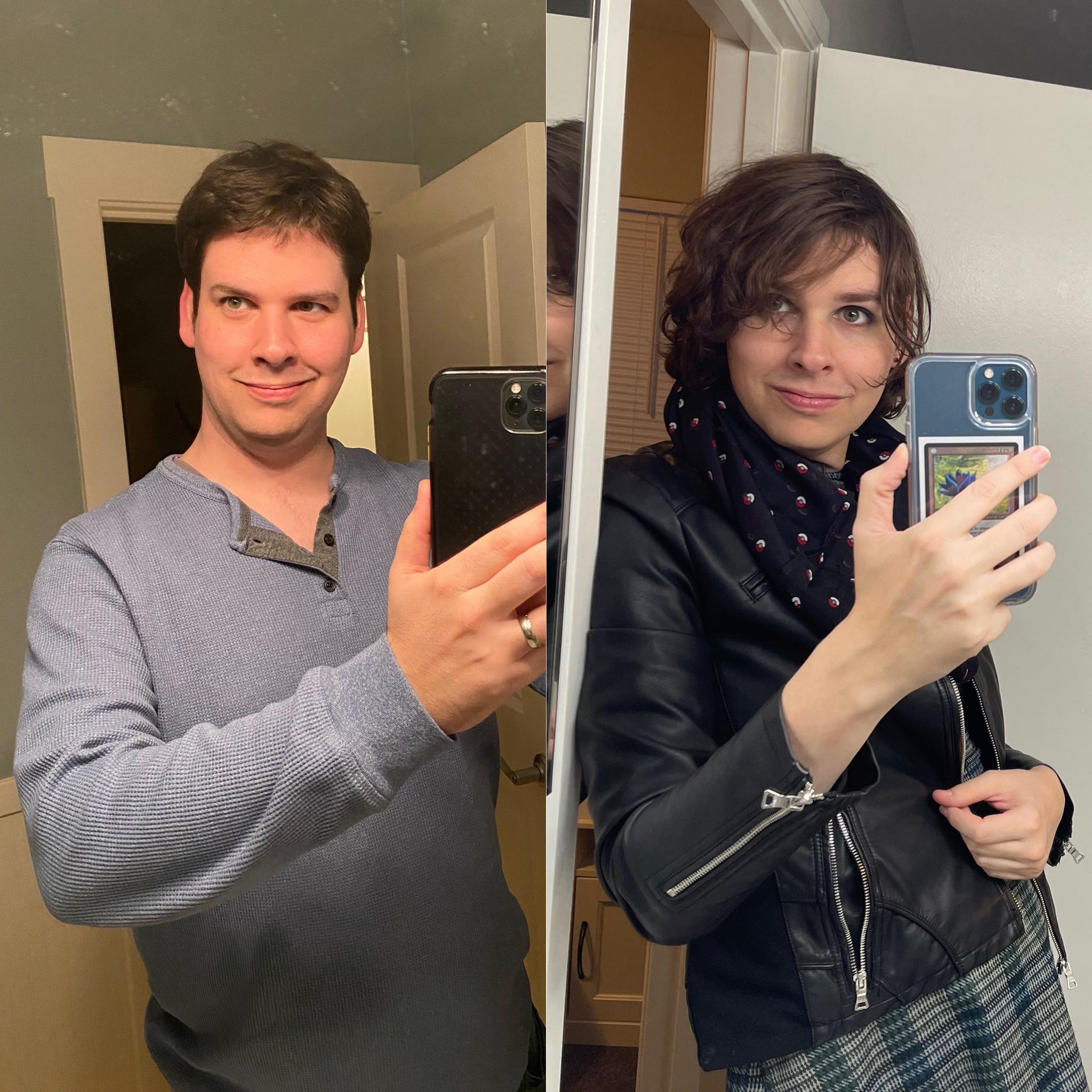 Week 0 to 1 Year on HRT. 33 to 34. Feeling like a brand new person! :  r/transtimelines