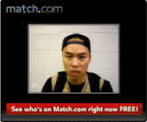 a picture of a man with the words see who 's on match.com right now free at the bottom
