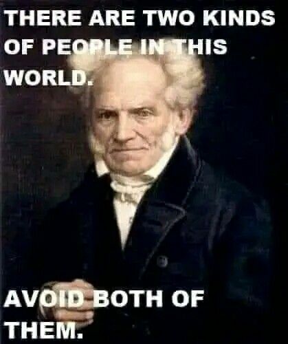 This may contain: an old man with white hair wearing a black suit and bow tie, in front of a quote that says there are two kinds of people in this world