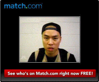a picture of a man with the words see who 's on match.com right now free at the bottom
