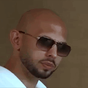 a bald man with a beard wearing sunglasses and a white shirt is smiling .