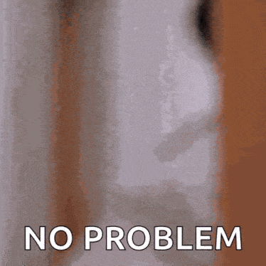 a blurred image of a man with the words  no problem  written below him