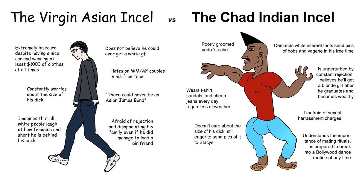 virgin vs chad on Twitter: The virgin Asian incel vs The Chad Indian incel  #Virginvschad #chad #virgin #vvsc #incel #currycel #ricecel #braincel #meme  #funny https://t.co/yx8nVCqP92 / Twitter