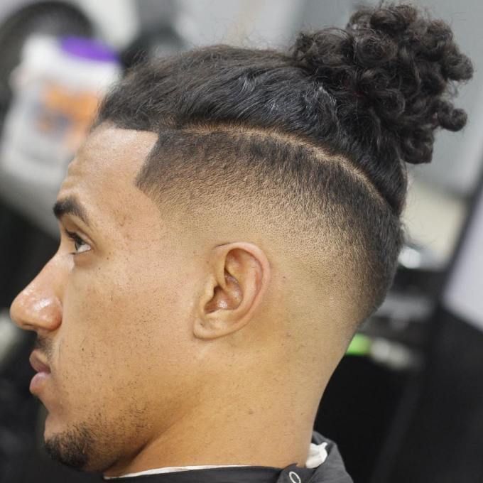 Man Bun With Fade For Curly Hair | Man bun curly hair, Curly hair fade, Curly  hair styles