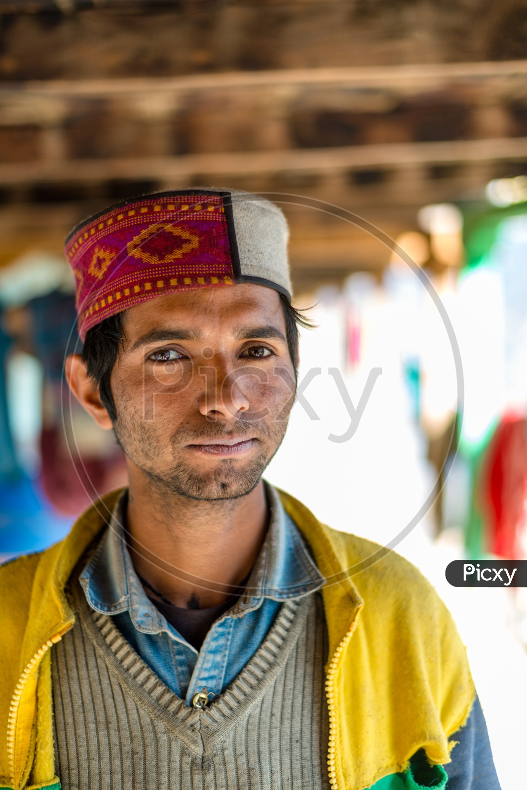 Image of Young Himachali Boy in Traditional Dress on the  Street-HE089254-Picxy