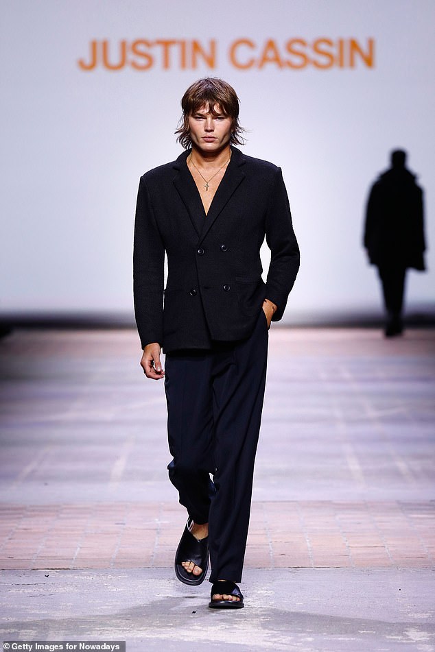 Jordan Barrett walks the runway at Mercedes-Benz Fashion Week in Berlin |  Daily Mail Online