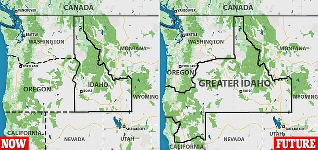 Oregon and California conservatives want to redraw borders so that they join IDAHO