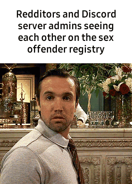 Redditors and Discord server admins seeing each other on the sex offender registry Charlie Day It's Always Sunny in Philadelphia Mac Charlie Kelly Forehead