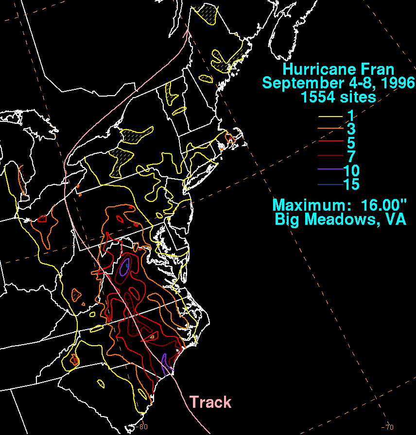 Fran (1996) Storm Total Rainfall