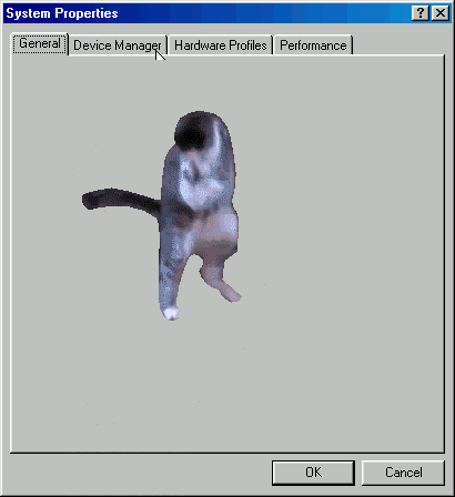 System Properties General Device Manager Hardware Profiles Performance OK Cancel Screenshot Graphics software