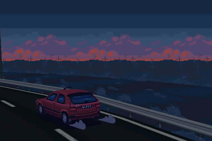 Night drive : r/PixelArt