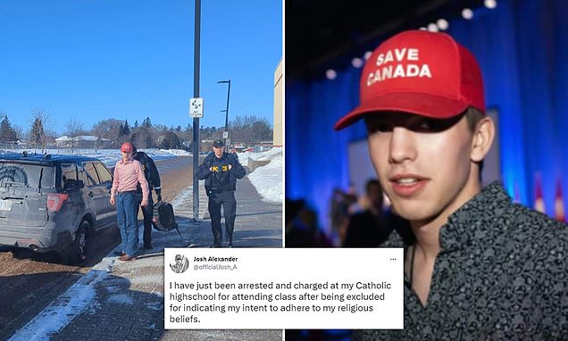 Teenager is ARRESTED for attending class at after he was suspended for challenging