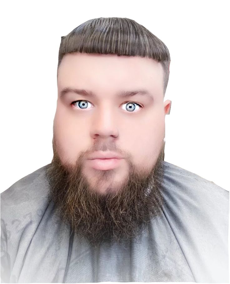 This may contain: a man with a beard and blue eyes is shown in this digital painting style photo
