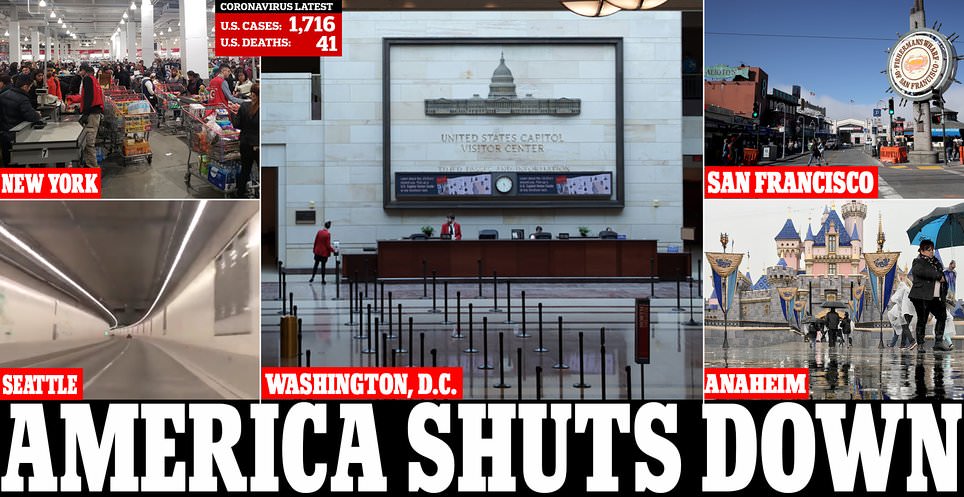 America shuts down as Congress is warned 150MILLION will be infected with coronavirus