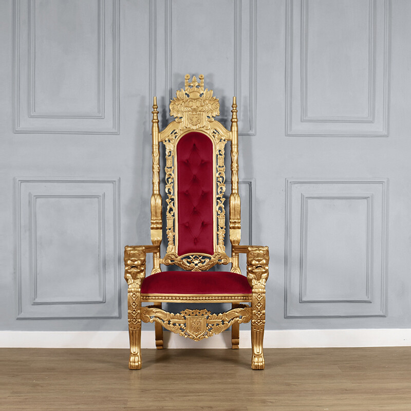 Throne Chair - Wedding Chair - Gold Frame - Lion Chair , Red Velvet | eBay