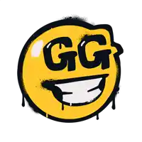 a yellow smiley face with the letter gg on it