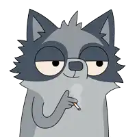 a cartoon raccoon is smoking a cigarette and making a face