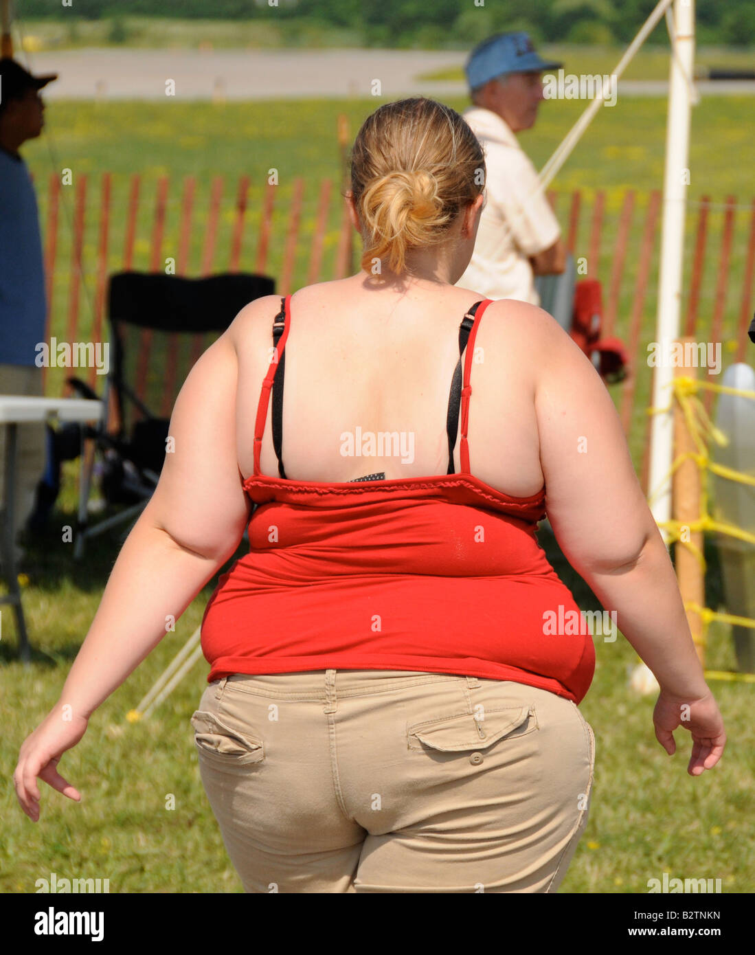 overweight-lady-at-picnic-B2TNKN.jpg