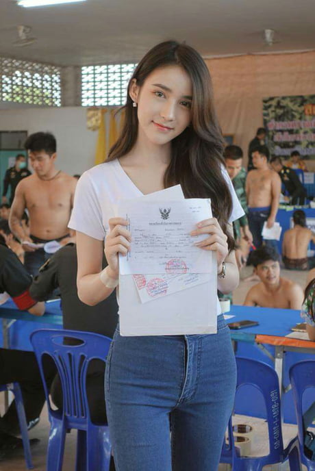 Cute Thai girl at millitary conscription - 9GAG