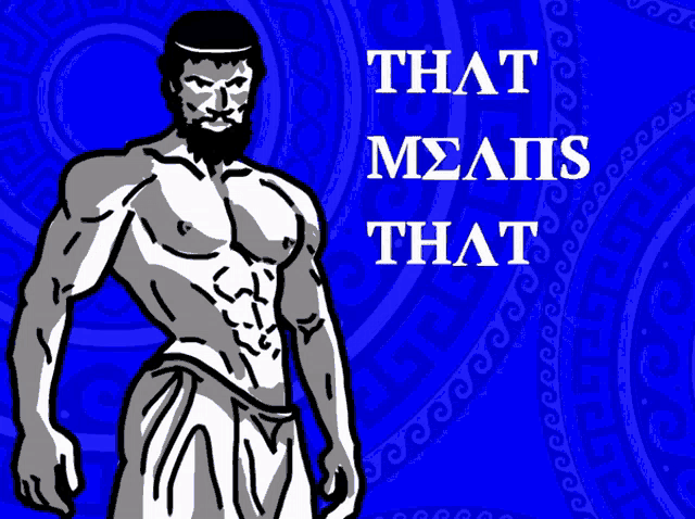 a drawing of a man with the words  someone fucked your mother  above him