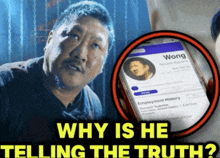 why is he telling the truth with a picture of a man and a cell phone