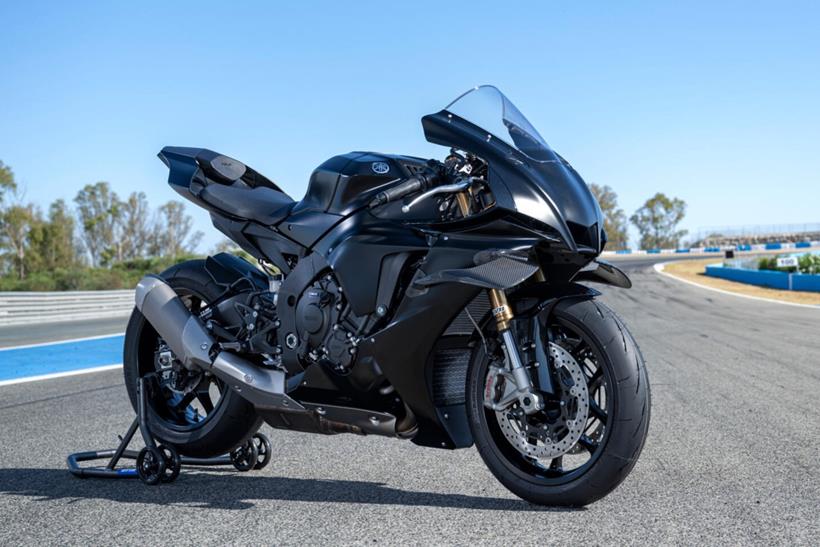 2025-on Yamaha YZF-R1 RACE, on a rear stand at Jerez 