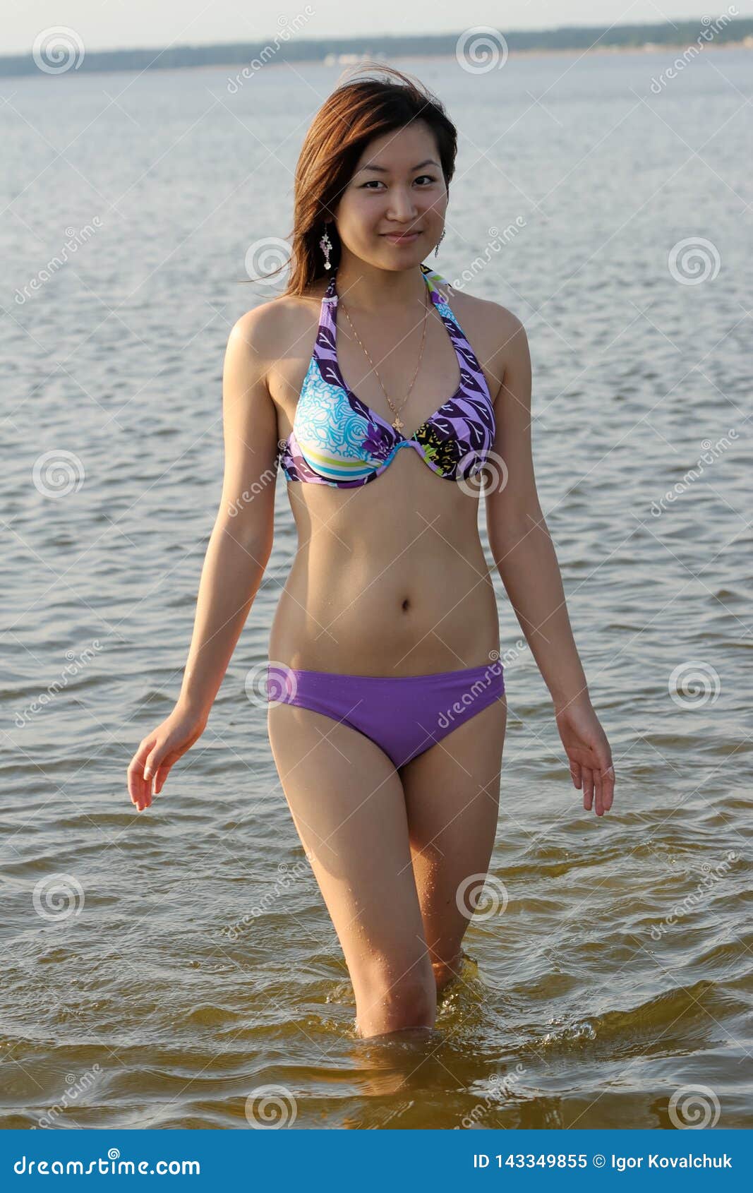 Asian girl in bikini stock image. Image of river, asian - 143349855