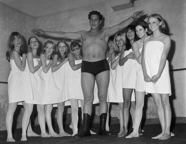 19-year-old Andre Gigant, surrounded by girls during the exhibition of  Paris fashion, 1966. : OldSchoolCool