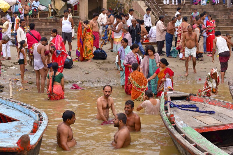 Indians Bathing Ganges River Stock Photos - Free & Royalty-Free Stock  Photos from Dreamstime