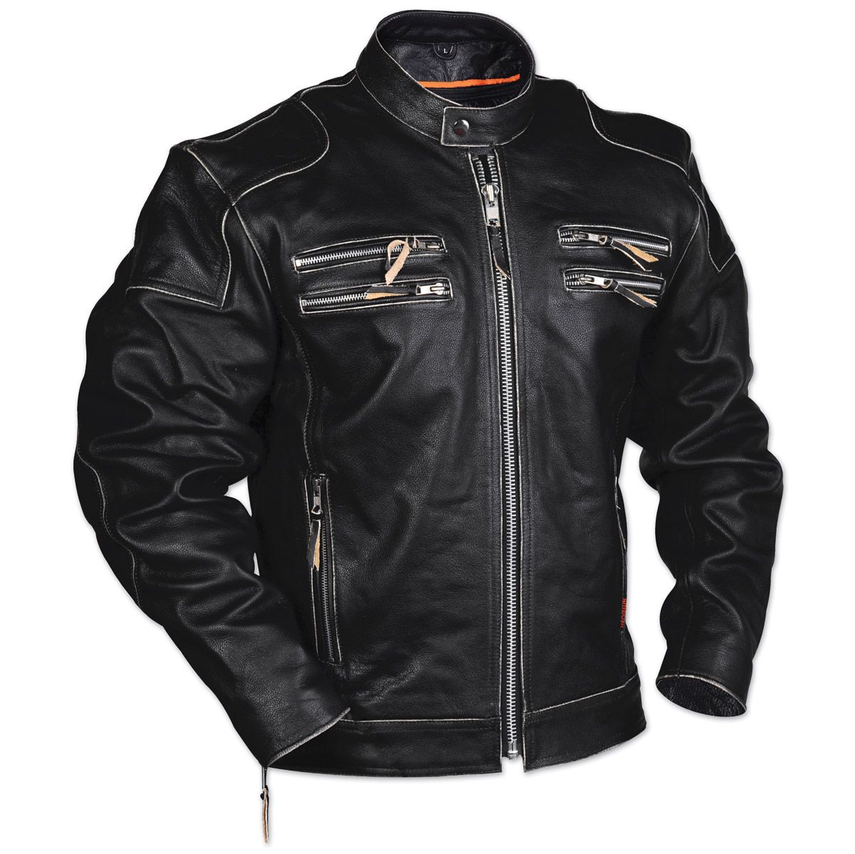 Interstate Leather Men's Gangster Black Leather Jacket | 742-508 | Distressed leather jacket ...