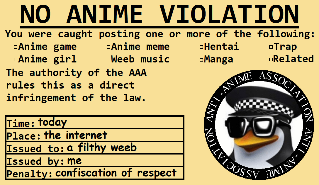 Ticket | No Anime Penguin | Know Your Meme