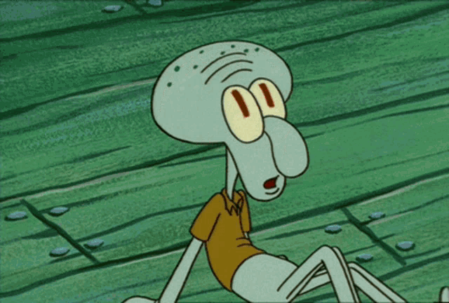 a cartoon of squidward from spongebob squarepants with his tongue hanging out