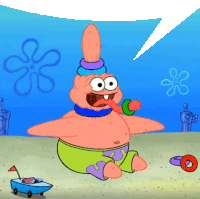 patrick star from spongebob has a speech bubble behind him