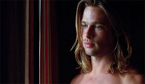 Image result for brad pitt long hair gif
