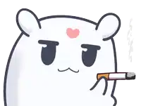 a cartoon character smoking a cigarette with a heart on its forehead