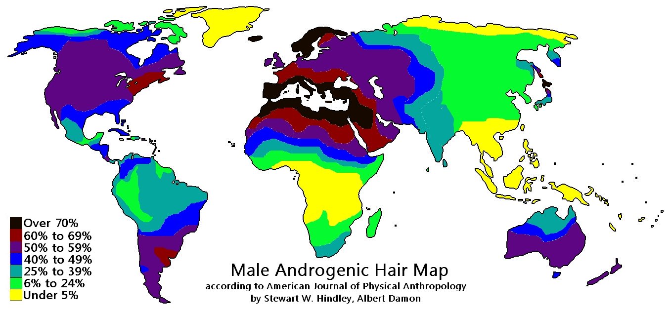 Average Body Hair Distributions - Vivid Maps
