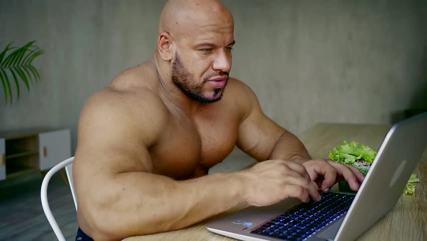 Image result for muscular guy on laptop