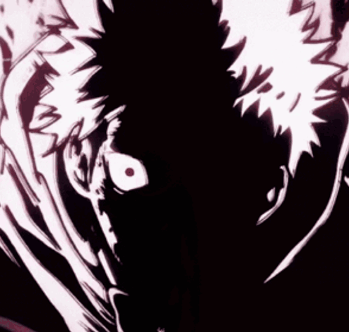 a close up of a drawing of a person 's face with a red eye