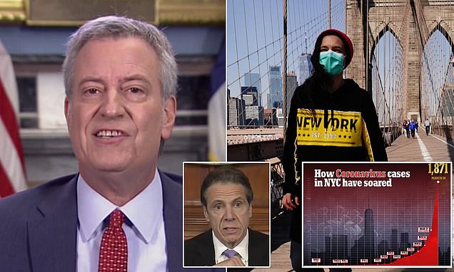 Bill de Blasio says cases in NYC have DOUBLED to 1,871