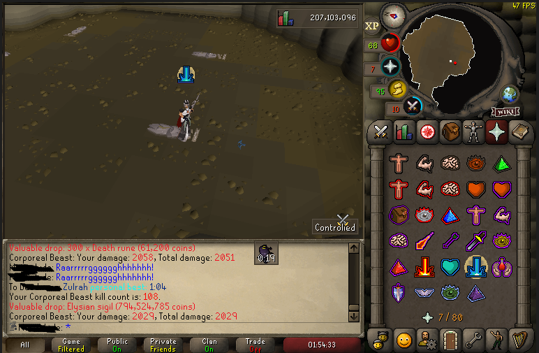 2 Elixirs 1 Elysian sigil 0 spirit shields 108kc wtf : 2007scape