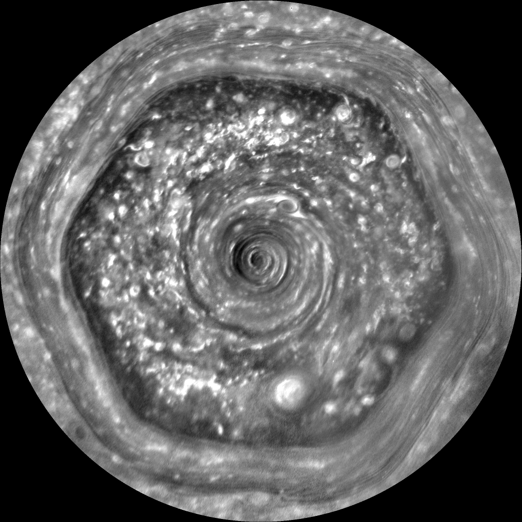 In Full View: Saturn's Streaming Hexagon (black and white) | NASA Solar  System Exploration