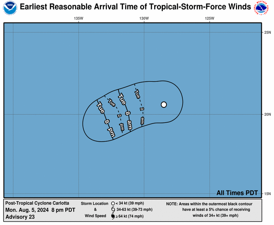 Earliest Reasonable Time of Arrival of 34-knot winds