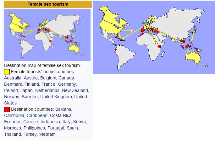 Female sex tourism in the world: MapPorn